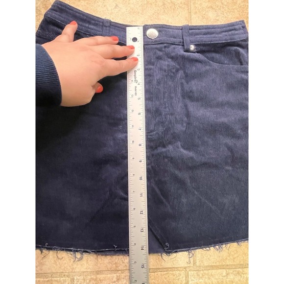 Lulus Skirt Womens Small Dark Blue Corduroy Mini Skirt A-Line with pockets - Picture 8 of 9